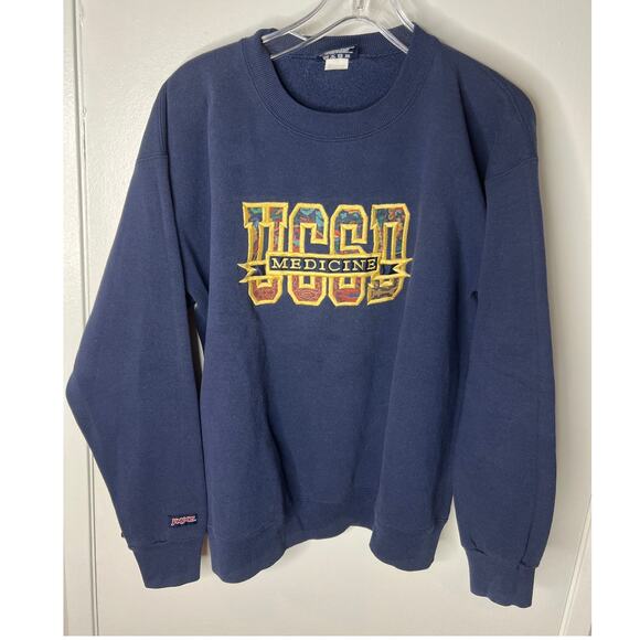 Vintage JanSport Unisex UCSD MEDICINE Crew Neck Sweatshirt Blue ~ Size L - Picture 1 of 5
